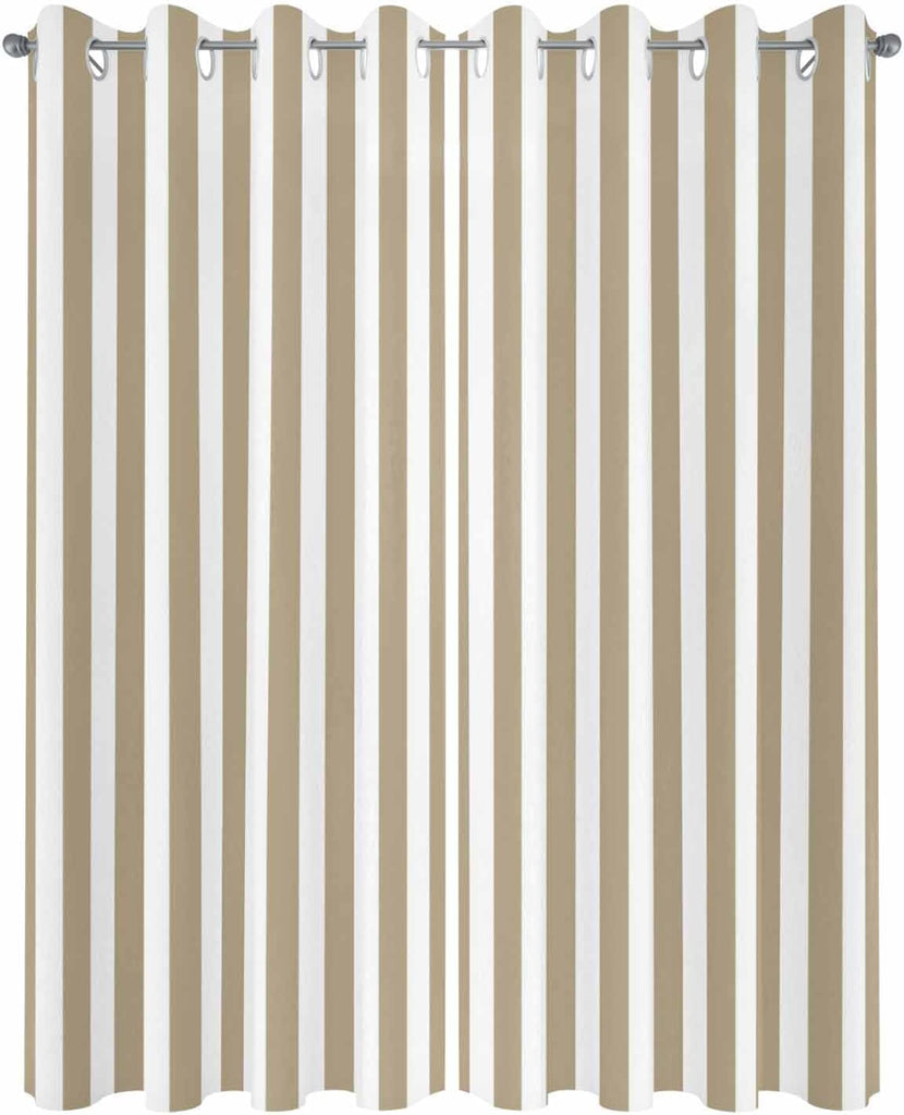 Outdoor Curtains Waterproof Khaki and White Indoor/Outdoor Curtain Tiebacks Farmhouse Stripe Privacy Curtain Sun