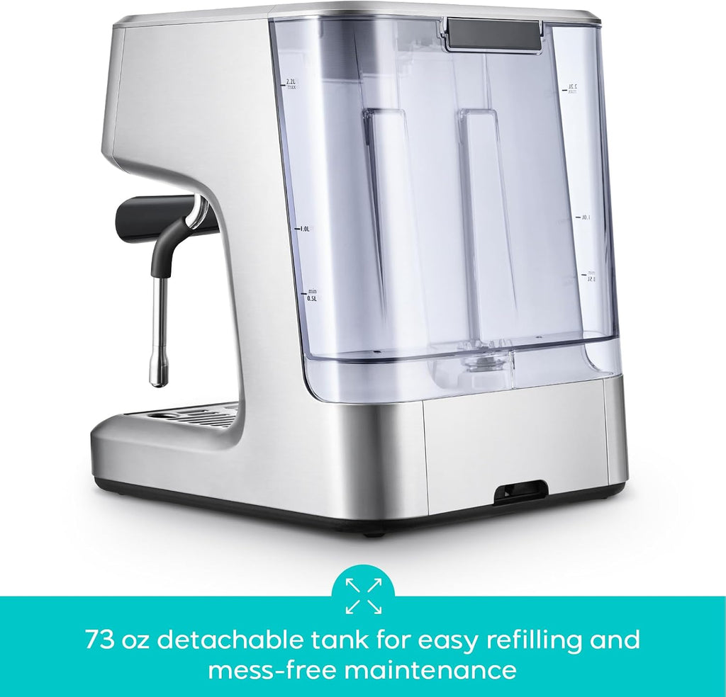 Ultra Espresso Machine, Barista Espresso Maker with Steam Wand | LCD Display, Custom Brew Temp, Latte & Cappuccino