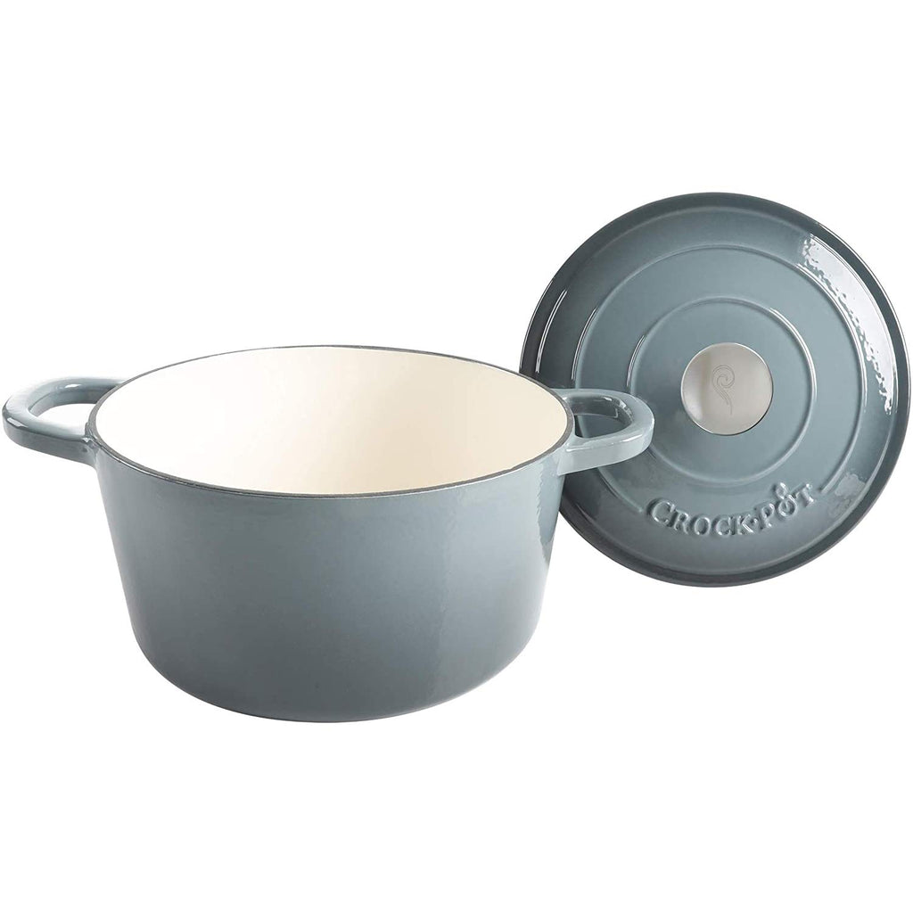Artisan 7-Quart Round Enameled Cast Iron Dutch Oven - Slate Gray, Heavy-Duty Cookware for Slow Cooking, Baking
