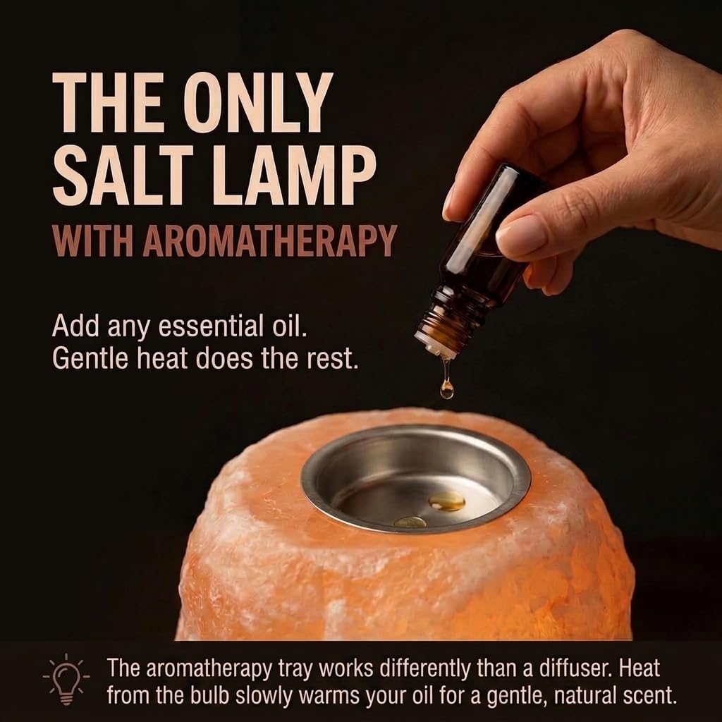 Himalayan Pink Salt Lamp Diffuser, Aromatherapy Tray, Dimmer Switch