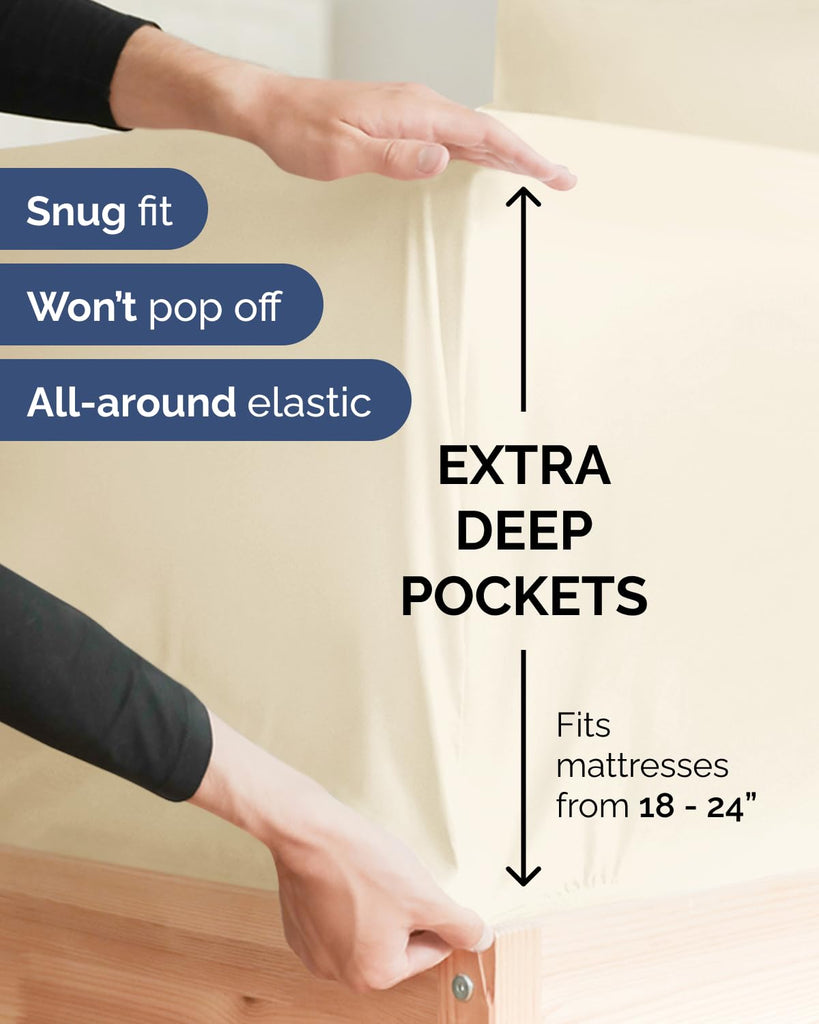 CGK Extra Deep Flex Top Split Head King 6pc Cooling Sheet Set - Off White