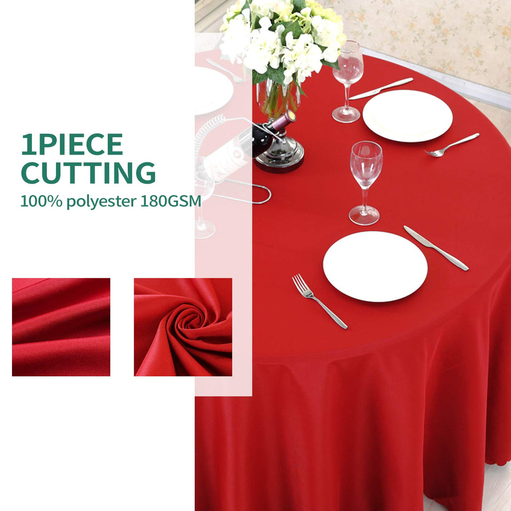 120 Inch Red Tablecloths for Round Tables