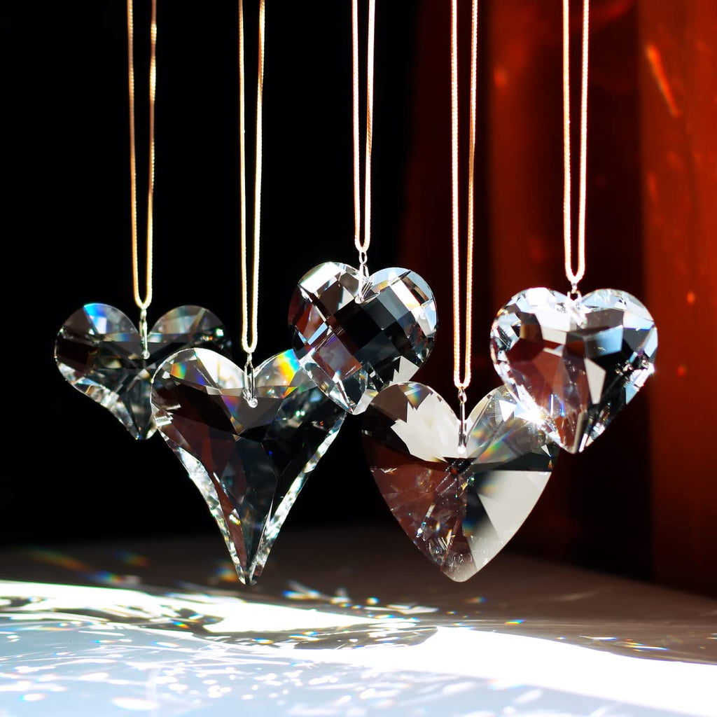5pcs Heart Crystal Prisms Suncatcher Ornament Pendant Gifts
