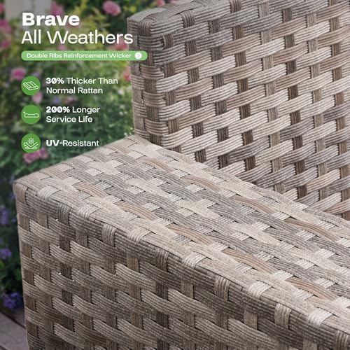 6-Piece Rattan Outdoor Patio Furniture Set - Conversation | Dark Grey for Backyard, Garden & Porch