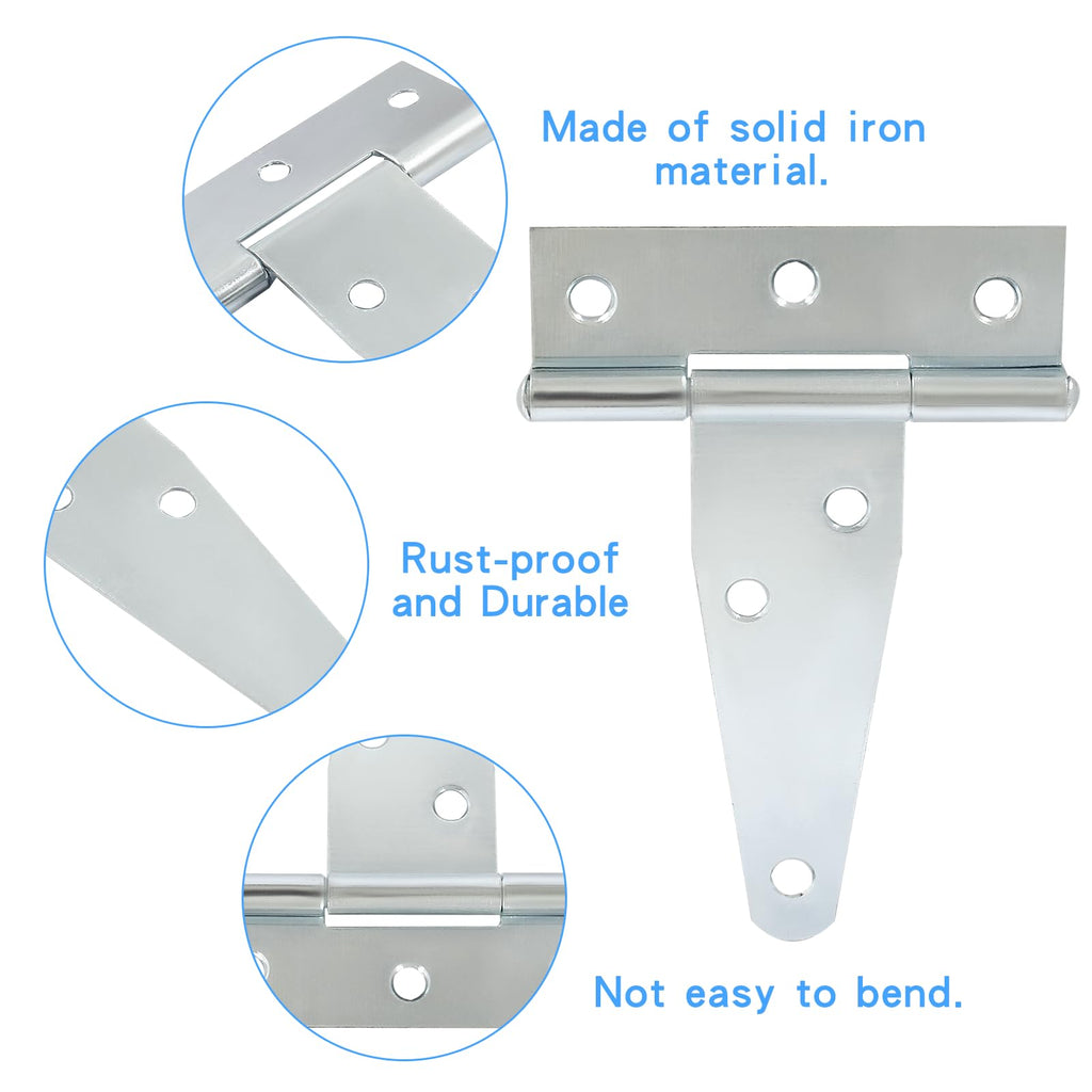 6Pack 3 Inch Silver T-Strap Shed Hinge
