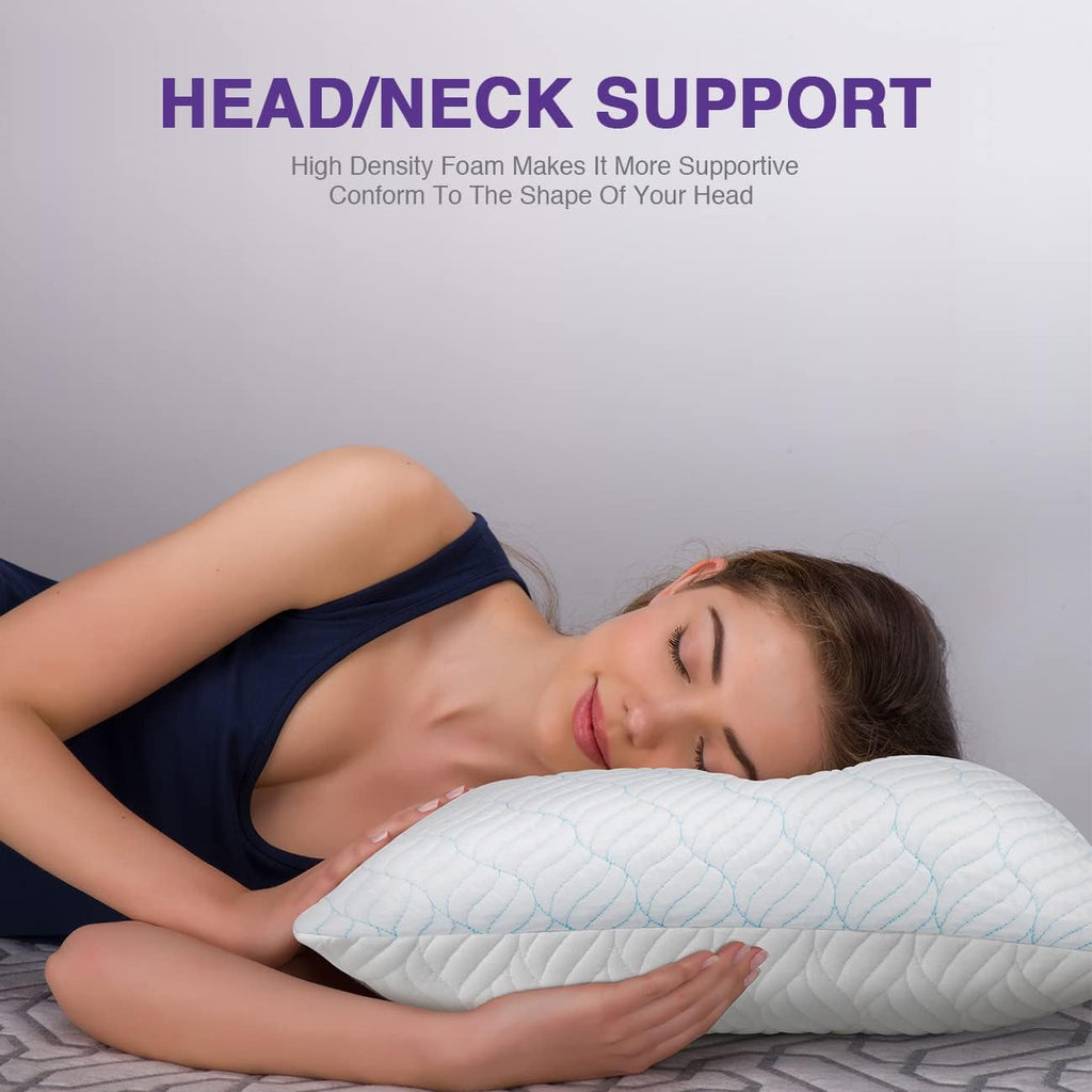 Cooling Shredded Memory Foam Pillows Standard Size Pack of 2 | Neck comfort, firm support, odorless, cooling