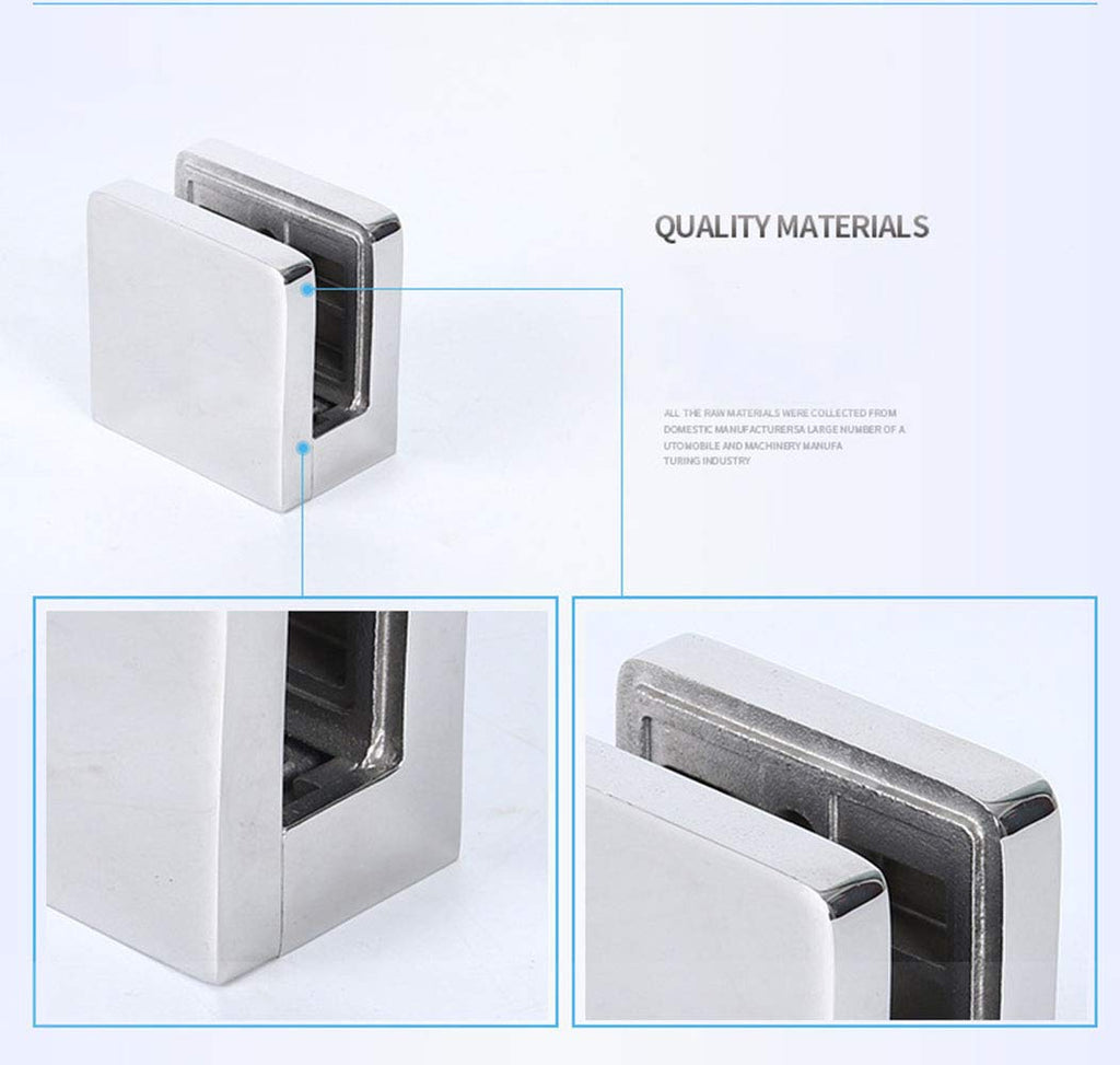Glass Clamps 8PCS 1.8" Heavy Duty Square Glass Bracket Clamp StainlessSteel