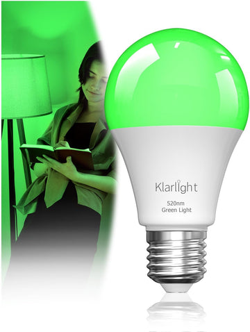 520nm Full Spectrum Green Light Naturally Relieves Stress, E26 9W Green Sleep Light Bulb or Reading Light, 60W