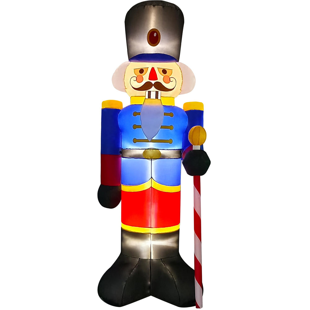 2 Packs 8ft Nutcracker Soldier Christmas Inflatable Decor for Yard/Outdoor/Lawn/Porch Decor (Red/Blue Nutcracker)