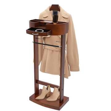 Valet Stand for Man & Women, Wood Suit Rack Suit Valet Stand with Top Tray