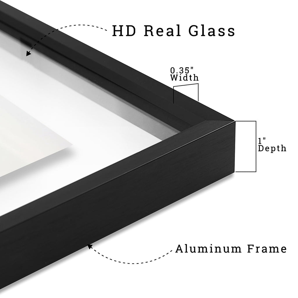 16x20 Black Aluminum Floating Picture Frame Real Glass