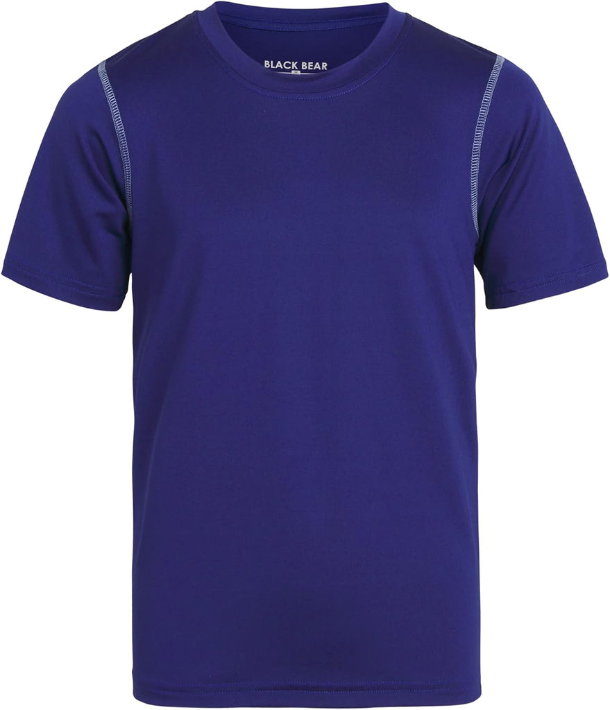 Boys Active Shirt - 4 Pack Athletic Performance Dry Fit Youth Shirt for Boys - Short Sleeve Kids Tshirts