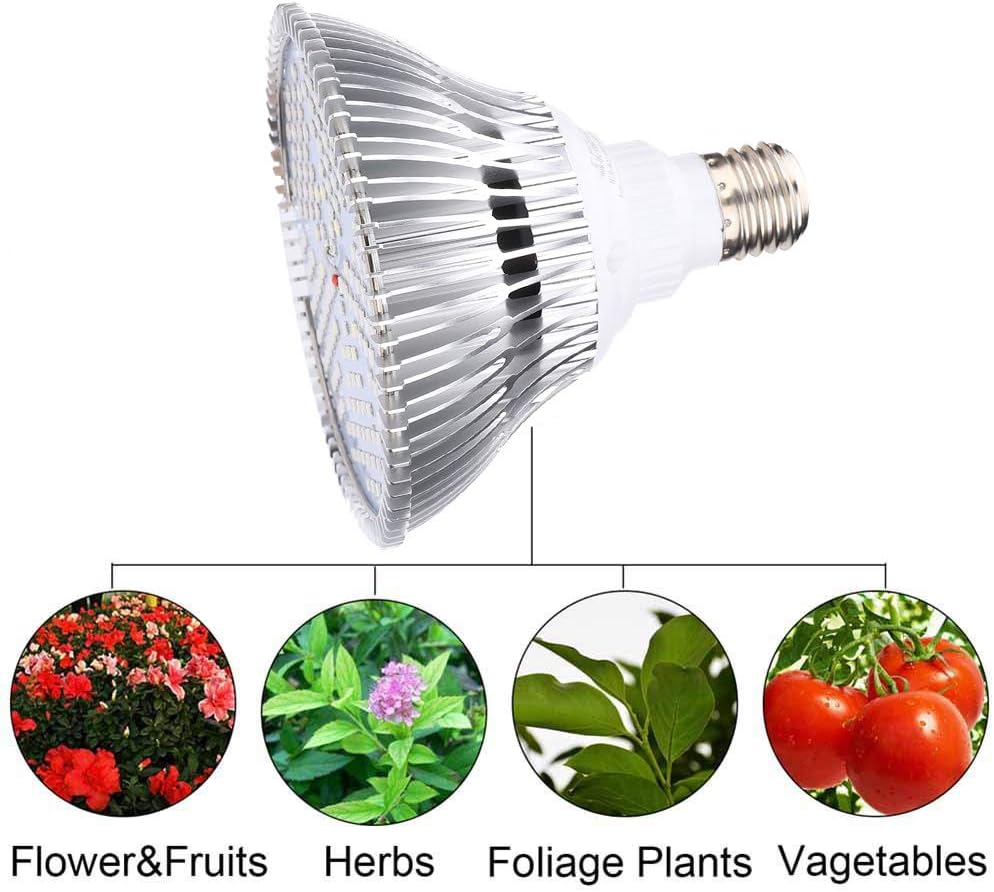 100W E27 Plant Grow Light, Full Spectrum Bulb for Greenhouse