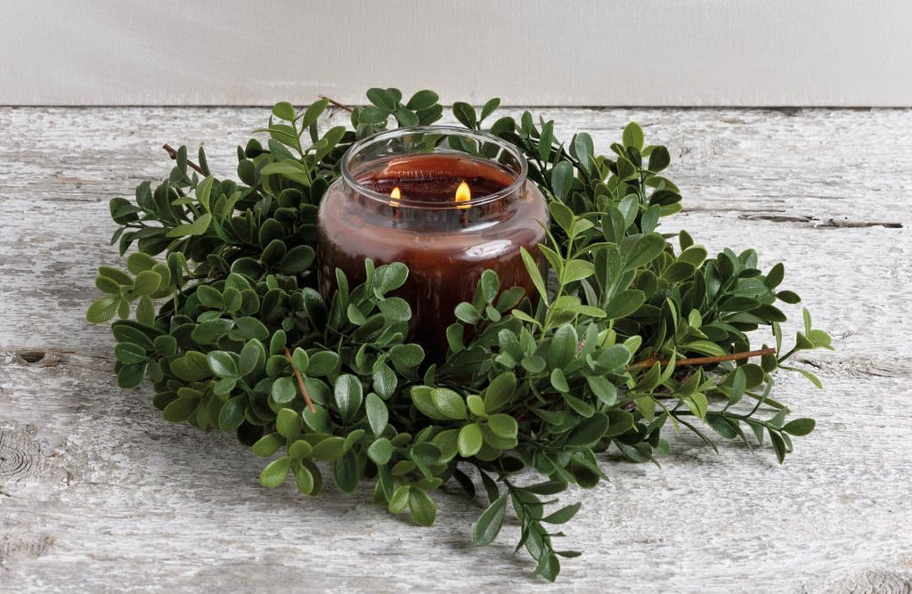 Boxwood Wreath, Candle Ring, Holiday Wall Decor, Rustic Door Wreath, Natural Wreath, Holiday Decor Wreath Outdoor