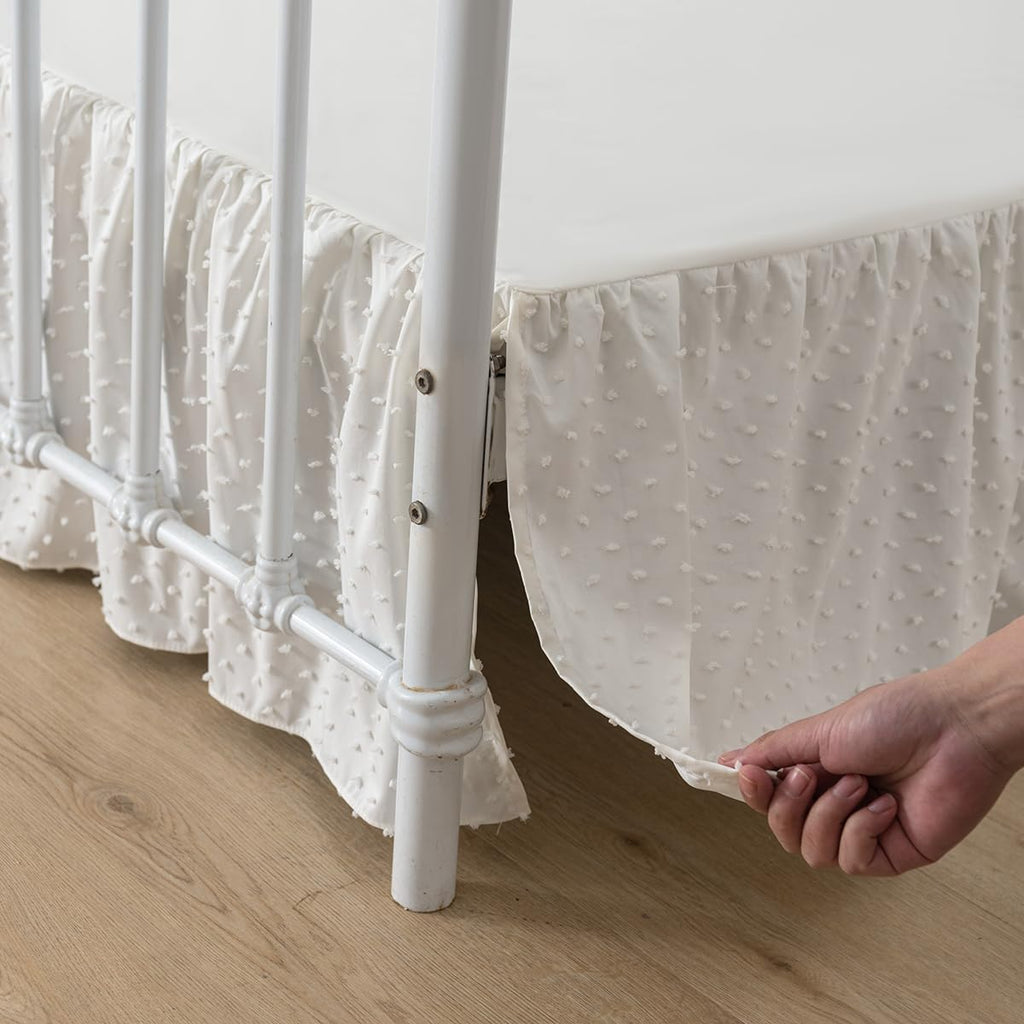 Tufted Dot Bed Skirt Full Size - Ruffled Bed Skirt with Split Corners
