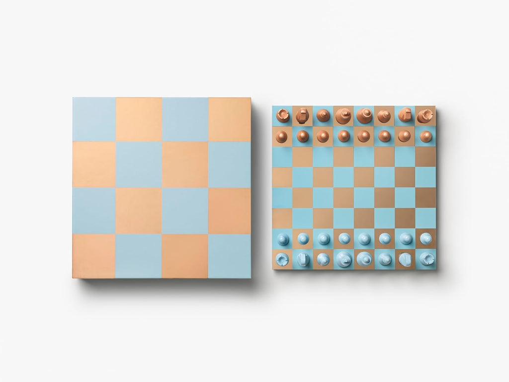 Classic Art of Chess Mirror, Light Blue/Copper - Acrylic Board
