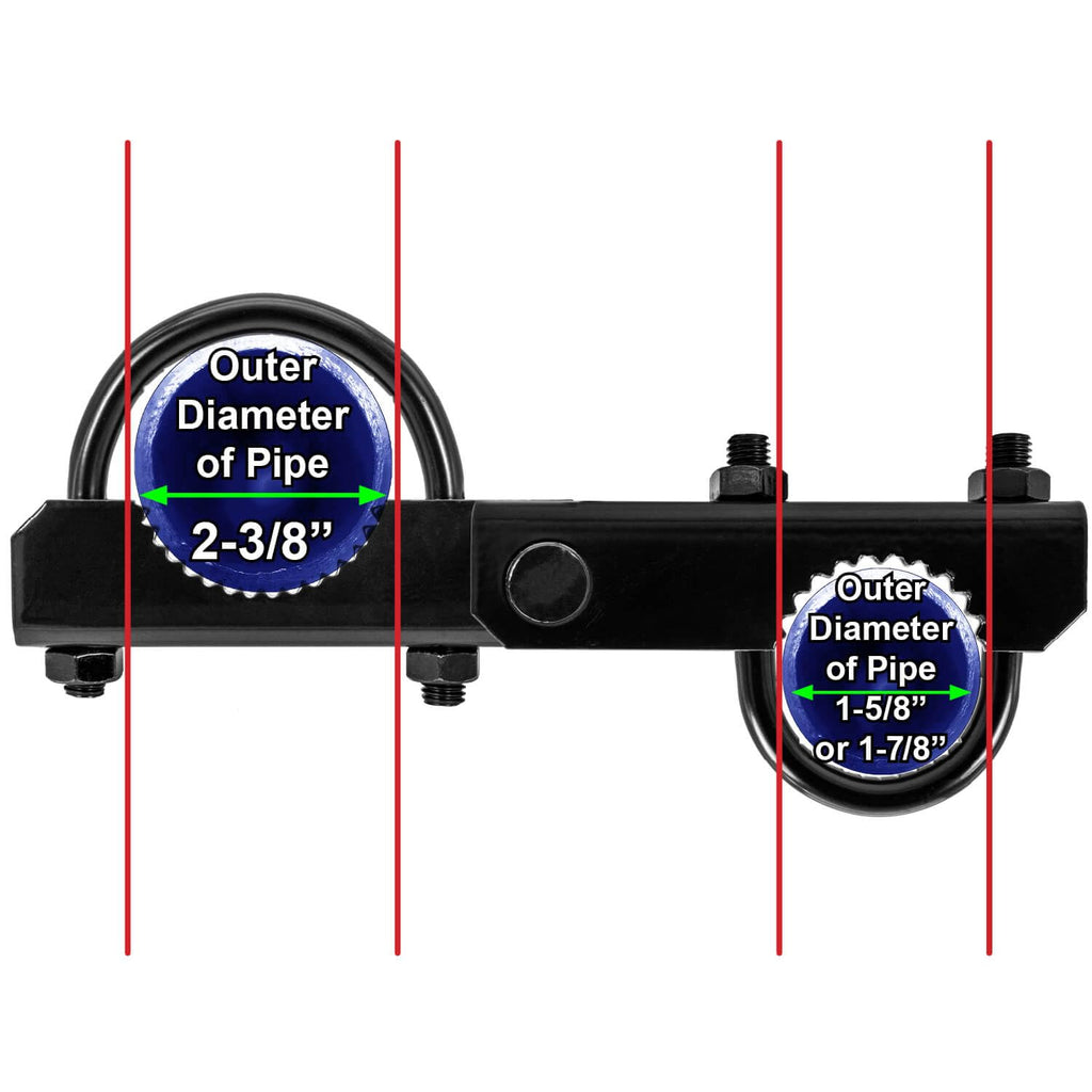 Black 180° Gate Hinge, 2-3/8in Post, Commercial Duty