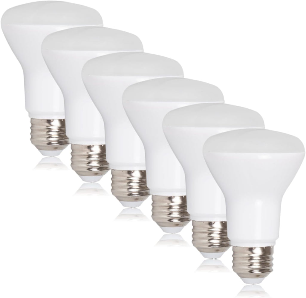 LED BR20 Bulbs, Dimmable, 7W, 600 Lumens, Warm White 3000K, 6 Pack