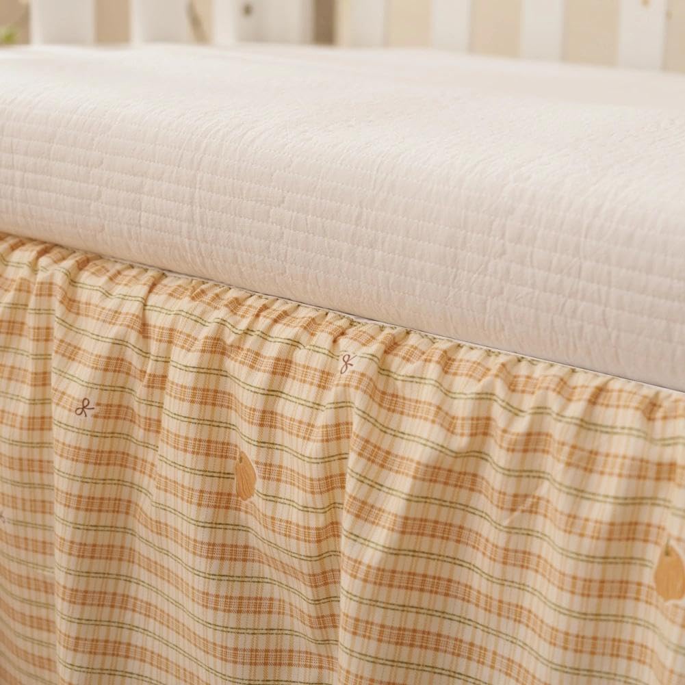 Crib Skirt with Platform, Ruffled Wave Design Baby Bed Skirt