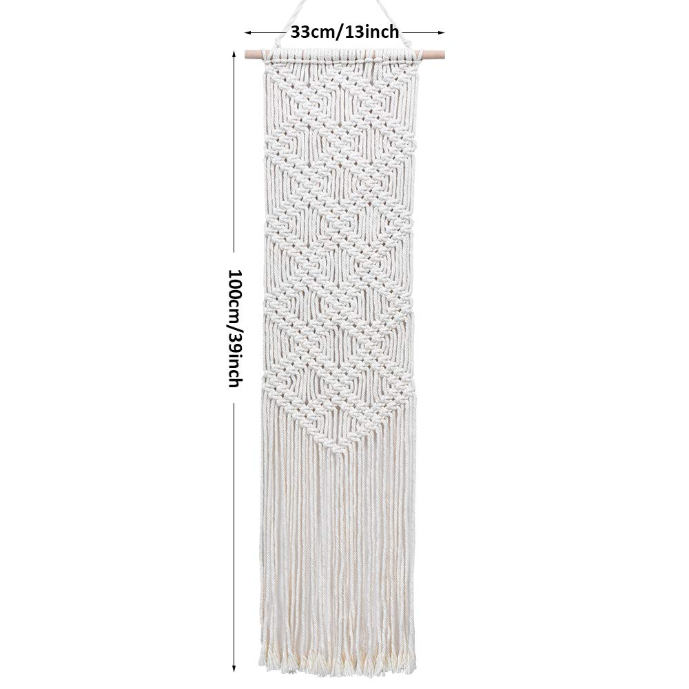 Macrame Wall Hanging - Boho Chic Woven Tapestry - Modern Rustic Wall Art Home Decor - Apartment Dorm Bedroom Nursery