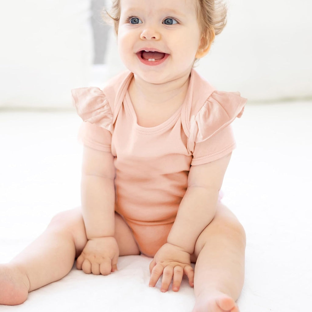 Rory Pack Short Sleeve Ruffle Bodysuits 100% Cotton