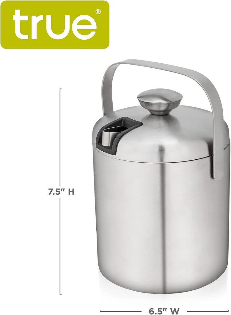Stainless Steel Ice Buckets for Parties with Lid, 1.3L Capacity Double Wall Ice Bucket with Tongs, Insulated Ice