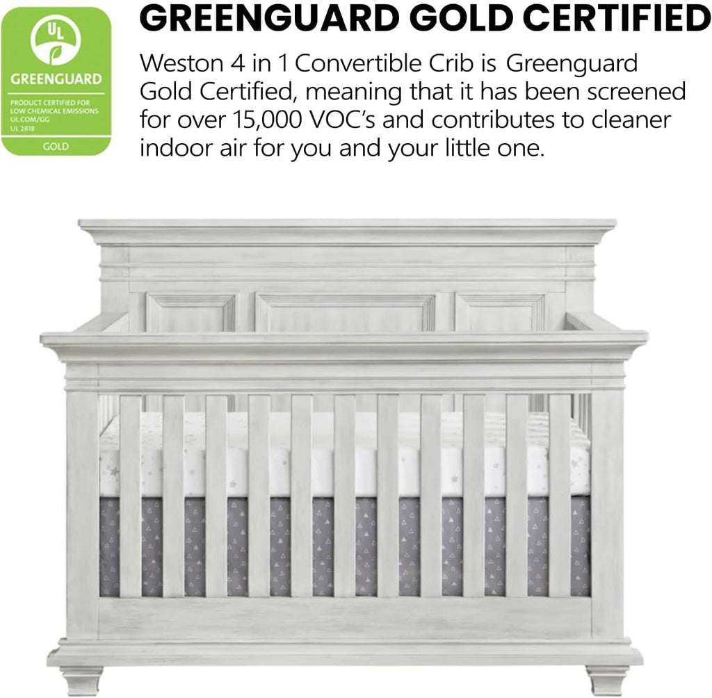 Weston 4-in-1 Convertible Crib, Vintage White, GreenGuard Gold Certified
