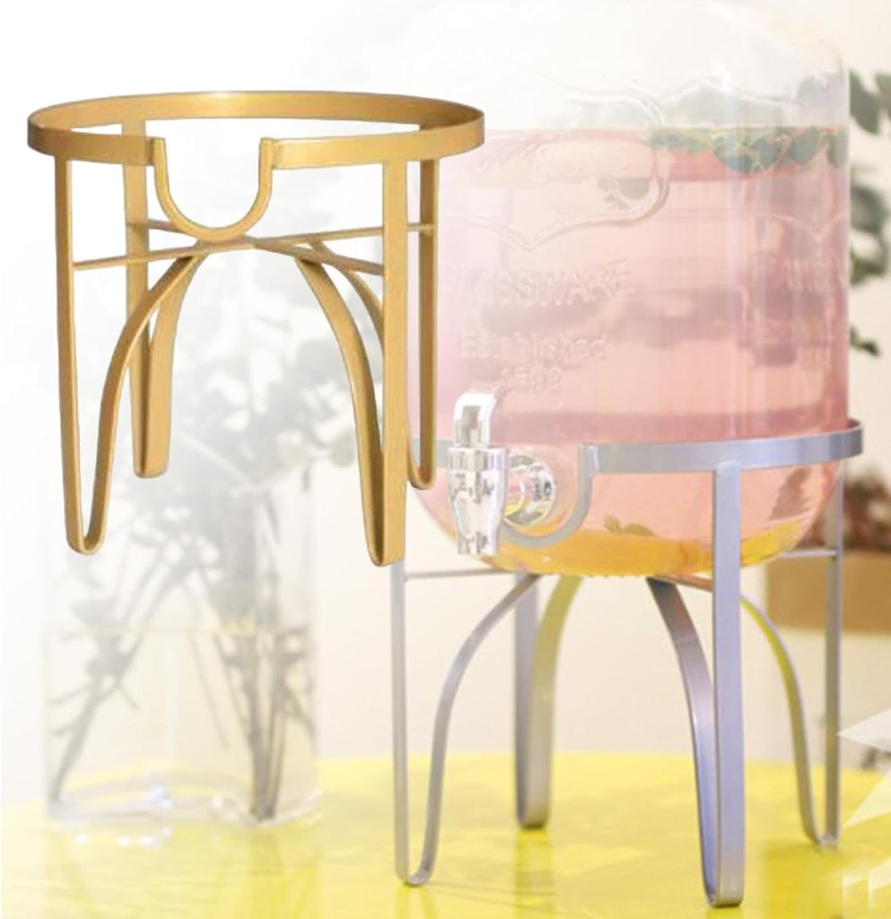 Drink Dispenser Stand for 8L Round Glass Jars, Iron Metal Beverage Holder for Countertop Parties and Events