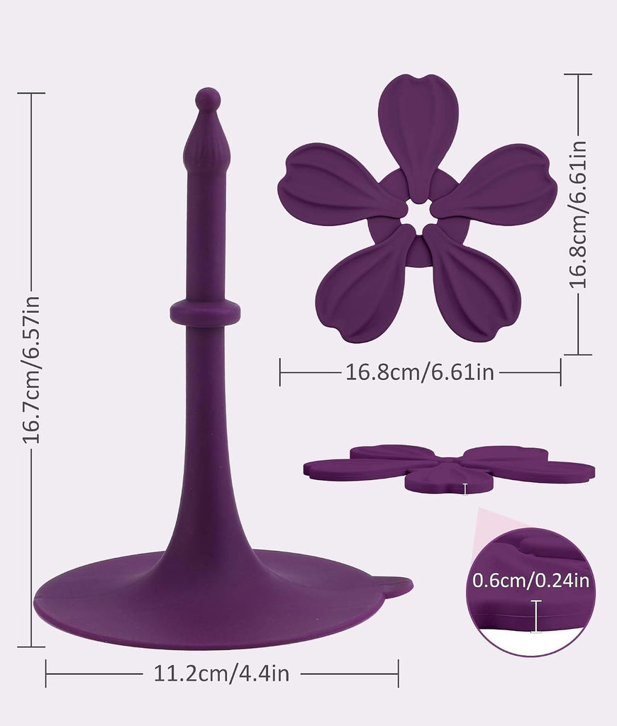 Silicone Trivet Mat - 6 Flower-Shaped Silicone mats + 1 Stand, Non-Slip & Heat Resistant Kitchen Hot Pads for Table & - Set of 7