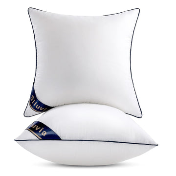 24x24 Pillow Inserts Set of 2 Square Throw 24 Euro Pillows with 100% Cotton Cover for Sofa, Couch, and Bed - White