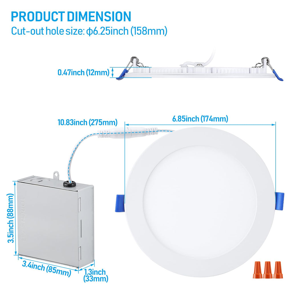 6 Inch Ultra-Thin LED Recessed Light, 12W
