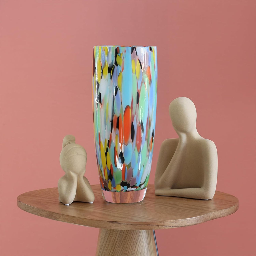 Murano Style Glass Vase Hand Blown Colorful Confetti Effect Home Decor AD3 | Hand Blown Glass Vase, Decorative Table