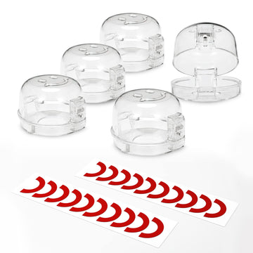 Stove Knob Covers for Child Safety 5 Packs Upgraded Double-Key Design Universal Size Baby Safety Gas Oven Knob Covers