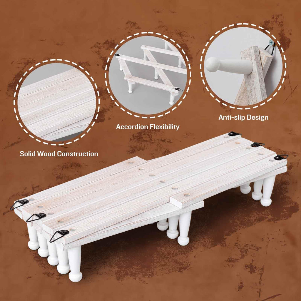 Rustic Wall Mounted Coat Rack with Space Saving Accordion Design, Expandable Wall Mount Coat Rack with 16 Wood Hooks