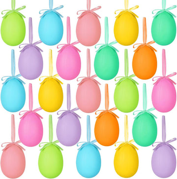 Easter Decorations Tree Ornaments - Hanging Egg Spring Ornaments for Small Tree, Matte Finish with Nice - Set of 24