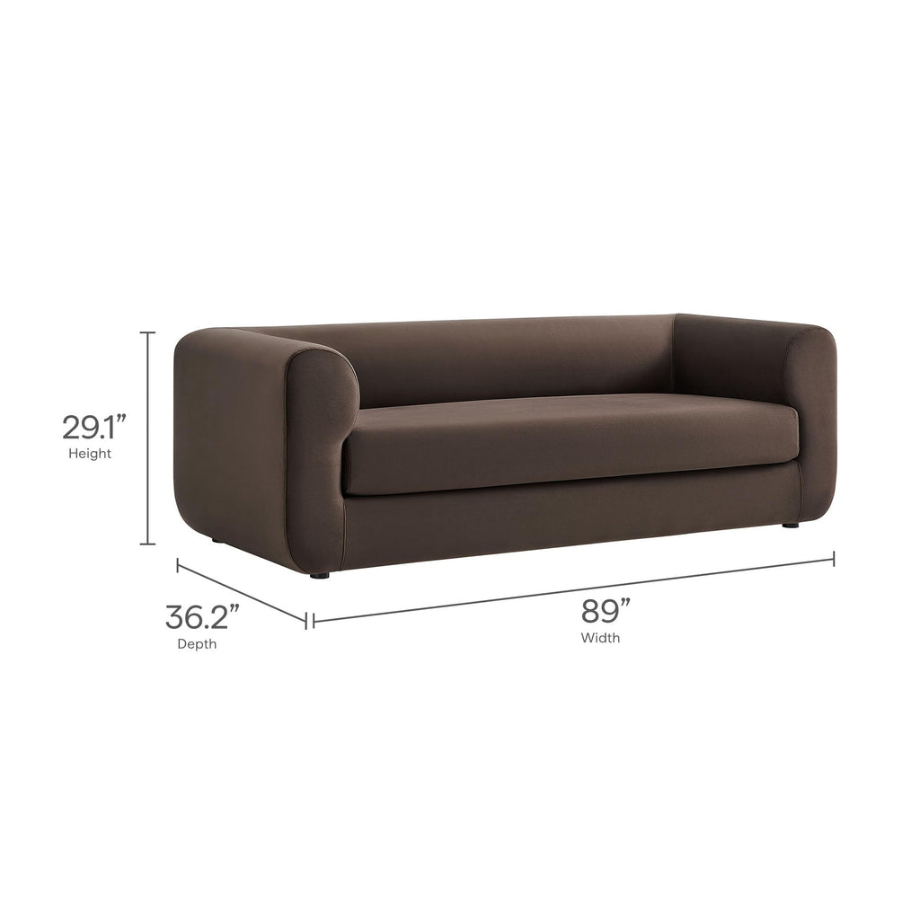 Leif Performance Velvet Upholstered Sofa - 89 Inch Modern Tuxedo Sofa - Comfy 3 Seater Velvet Couch