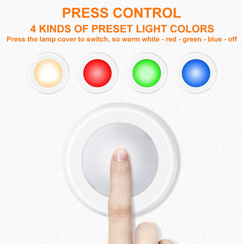 LED Puck Lights - 13 Color RGB, Wireless Remote Control, Battery Powered, Perfect for Under Cabinet & Counter
