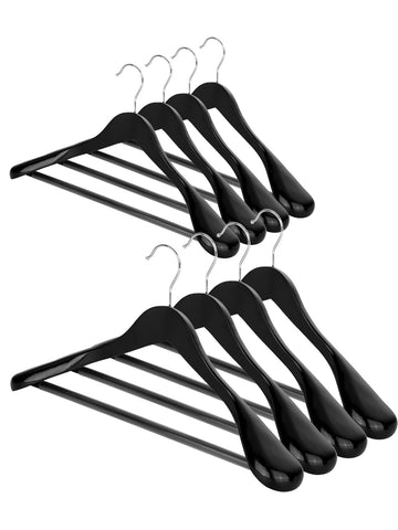 Wide Shoulder Wooden Hangers 8 Pack Coat Hangers with Non Slip Pants Bar, Heavy Duty Suit Hangers Wood Clothes