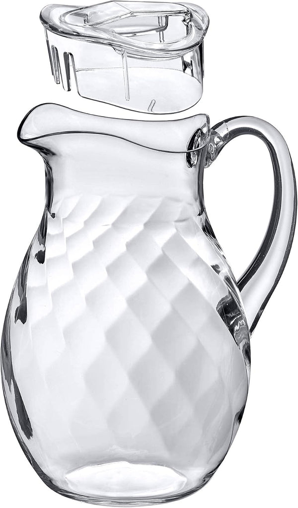 Bubbly Whirly - Plastic Pitcher (64 oz, 2 Quart), Clear Water Pitcher with Lid, Fridge Jug, BPA-Free, Shatter-Proof