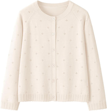Long Sleeve Button Up Knit Sweater School Uniform Top