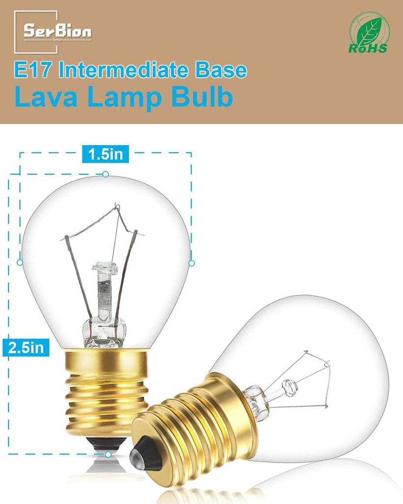 Lava Lamp Bulb 25 Watt, E17 Intermediate Base 6 Packs The Lava Original Replacement Bulb for 14.5-Inch Lava Lamp