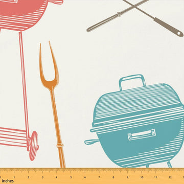 BBQ Fabric By The Yard, Barbecue Grill Upholstery Fabric for Chairs