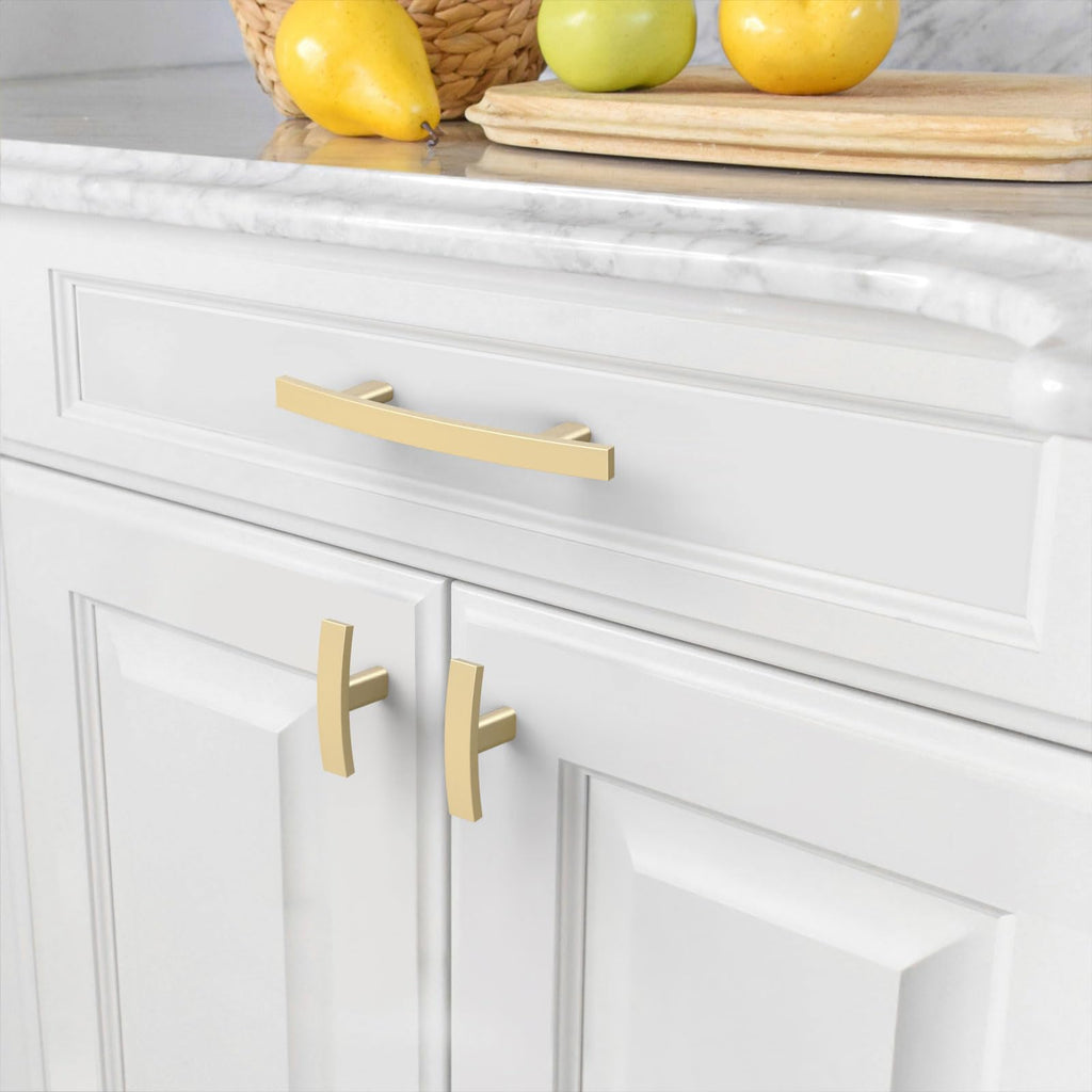 10 Pack Brushed Gold 3 Inch(76mm) Hole Centers Kitchen Cabinet Pulls Cabinet Hardware Kitchen Handles for Cabinets