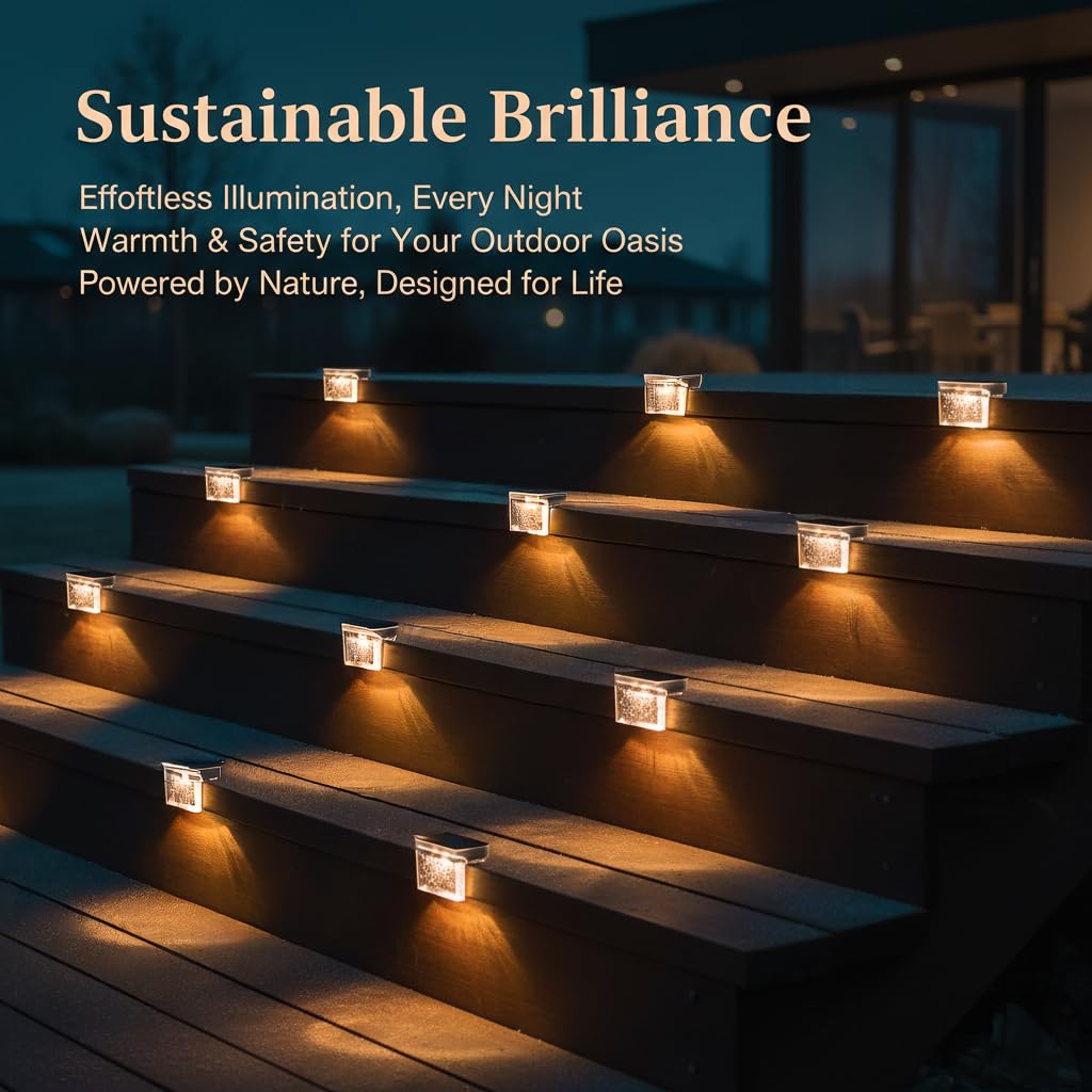 Solar Deck Lights Outdoor, Fence Lights Waterproof LED for Stairs