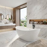 67" Acrylic Freestanding Bathtub, Deep Soaking Tub with Non-Slip Surface, Modern Free Standing Bath Tub, Chrome Drain