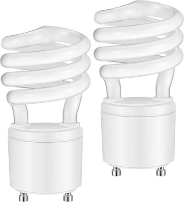 2 Pcs 13W 120v 60Hz GU24 CFL LED Light Bulbs 2 Prong Base T3 3500K
