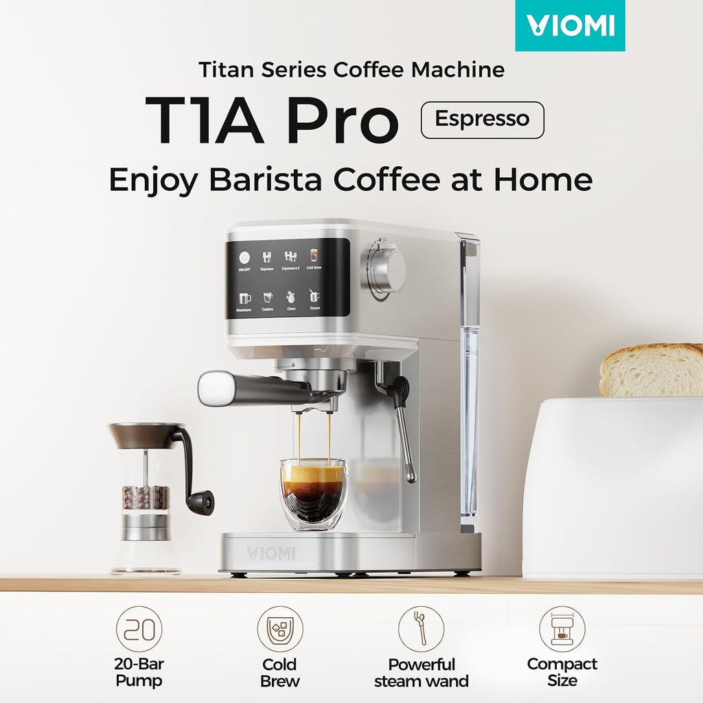 T1A PRO Espresso Machine with Milk Frother, Instant Cold Brew Maker | Beginner-Friendly, Touch Control, Customizable