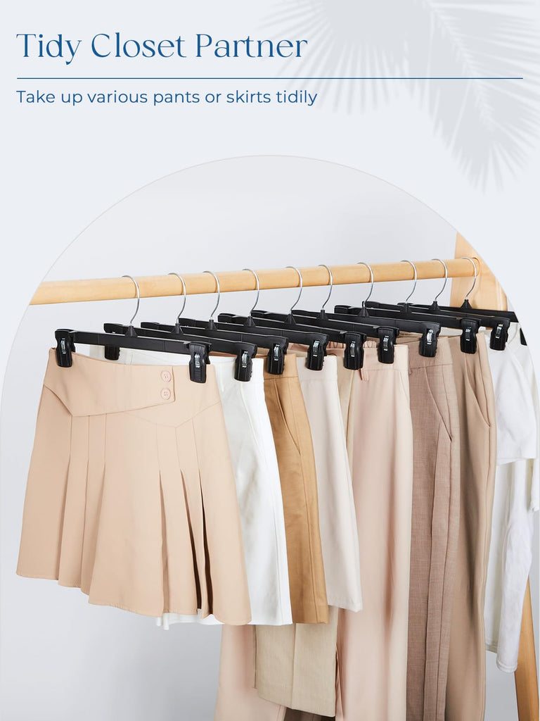 Smartor Black Pants Hangers 30 Pack, Skirt Hangers with Clips, 14 Inch