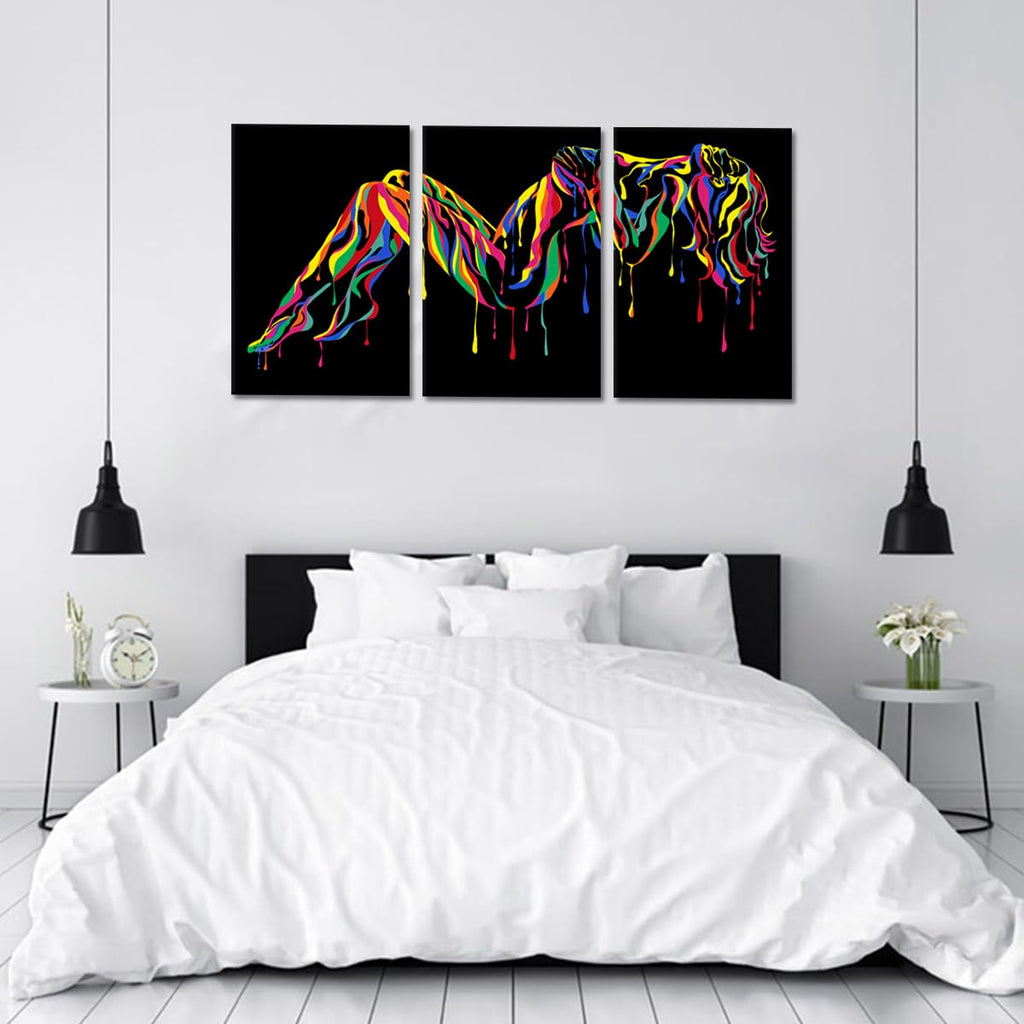 Modern Nude Wall Art Framed Canvas Painting Colorful Bedroom Decor Abstract Female Figure Gallery Wall Artwork