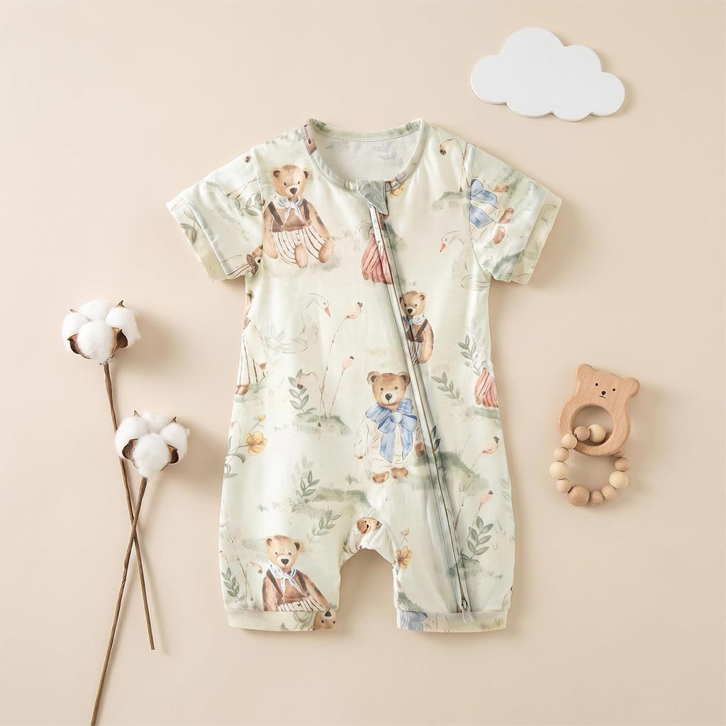 Organic Cotton Baby Romper for Boys & Girls, Short Sleeve Fairy Tale Jumpsuit, Soft & Breathable Summer Outfit